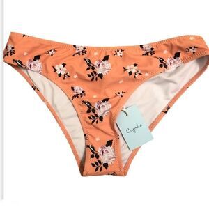 Cupshe Peach floral print pastel Bikini bottoms swimsuit bathing suit  -M 🍑